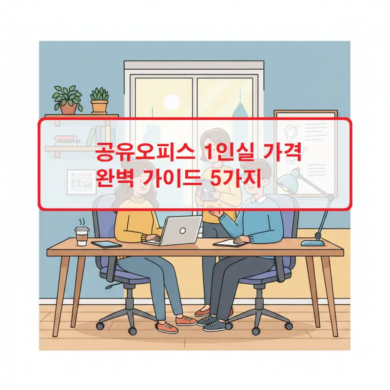 공유오피스 1인실 가격 비교표와 이용 안내를 나타내는 인포그래픽