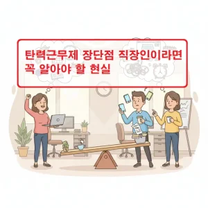 탄력근무제 장단점을 설명하는 직장인 업무 환경 일러스트 썸네일