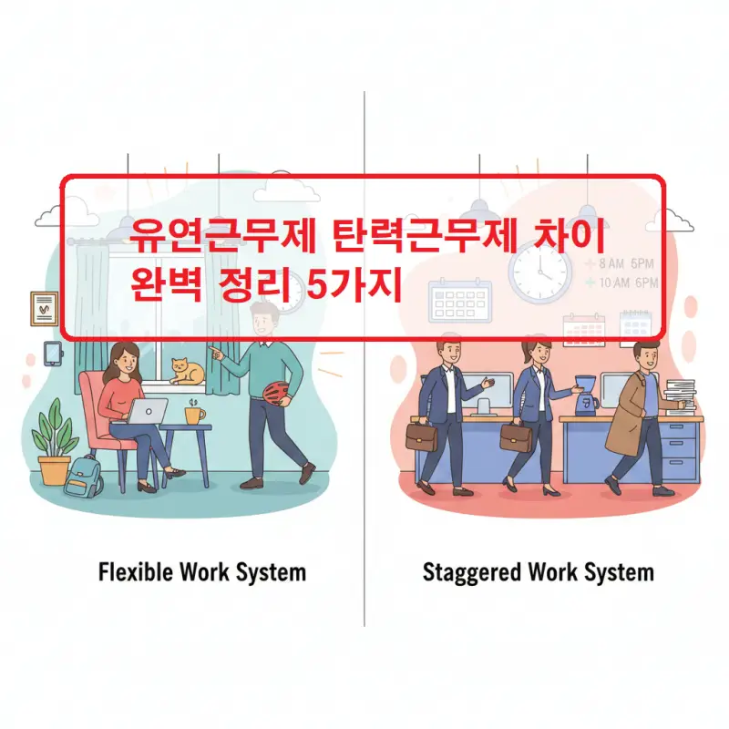 유연근무제 탄력근무제 차이를 비교 설명하는 근로제도 안내 썸네일