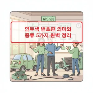 연두색 번호판 의미와 종류를 설명하는 차량 번호판 안내 이미지