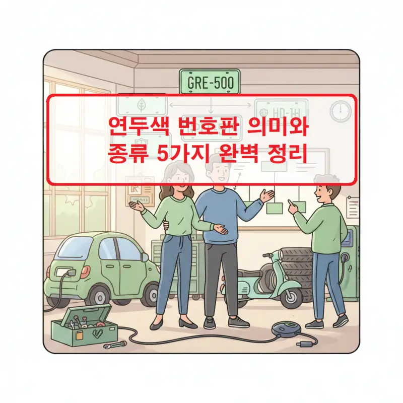 연두색 번호판 의미와 종류를 설명하는 차량 번호판 안내 이미지