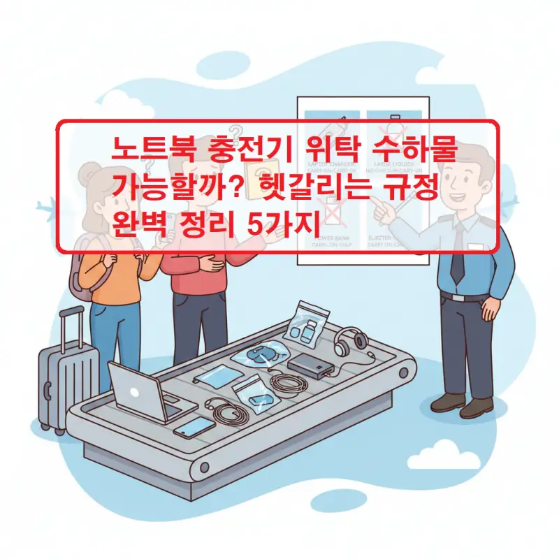 노트북 충전기 위탁 수하물 가능 여부와 항공 수하물 규정을 설명하는 여행 정보 썸네일