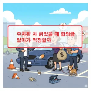 주차된 차 긁었을 때 합의금 얼마가 적정한지 안내하는 자동차 사고 보험 관련 썸네일