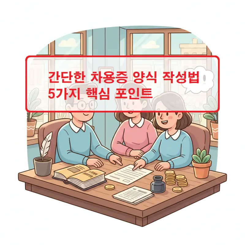 간단한 차용증 양식 작성 시 포함해야 할 필수 항목을 설명하는 법률 정보 썸네일