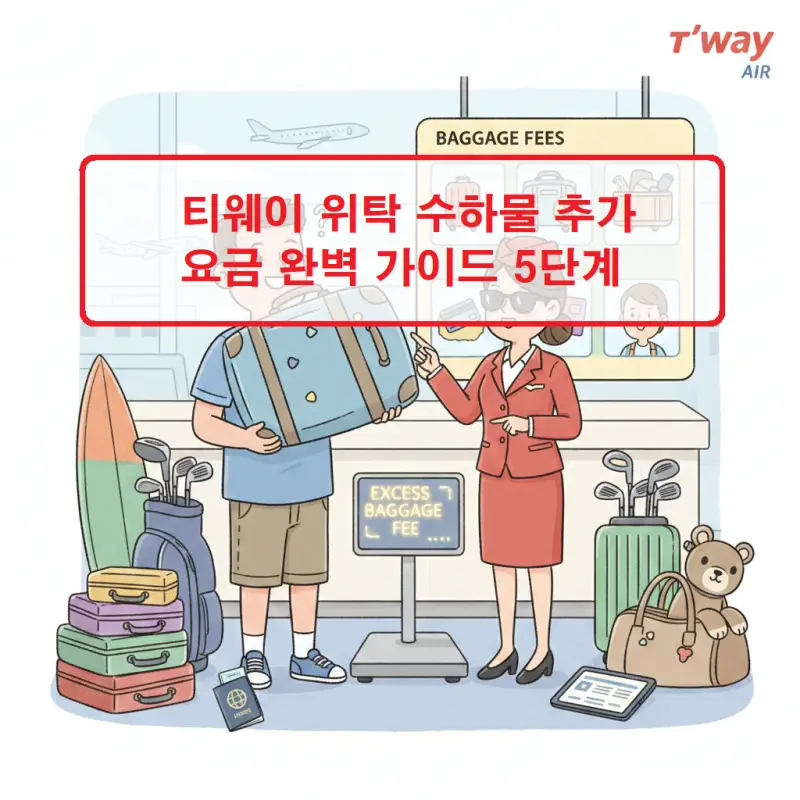 티웨이 위탁 수하물 추가 요금 체계와 신청 방법을 안내하는 항공 여행 정보 썸네일