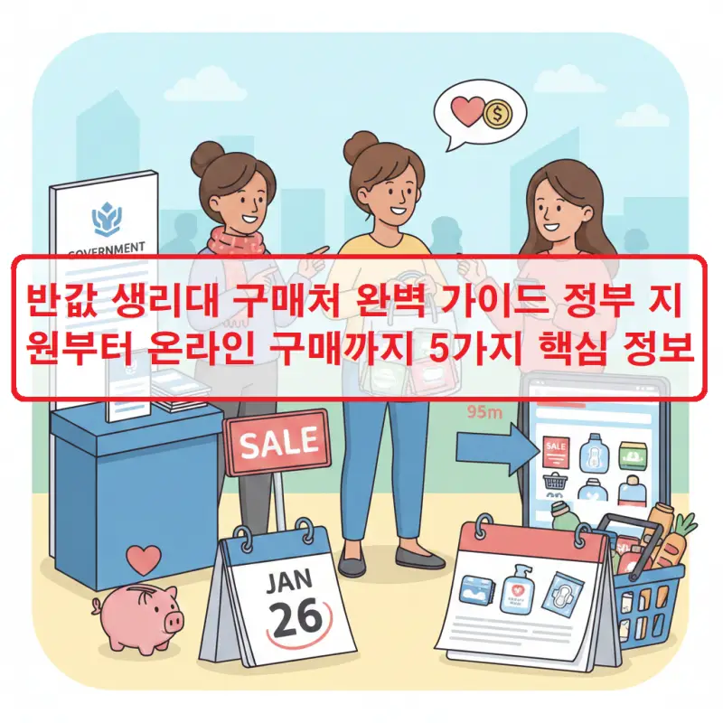 반값 생리대 구매처 안내와 정부 지원 혜택을 설명하는 생활 정보 썸네일