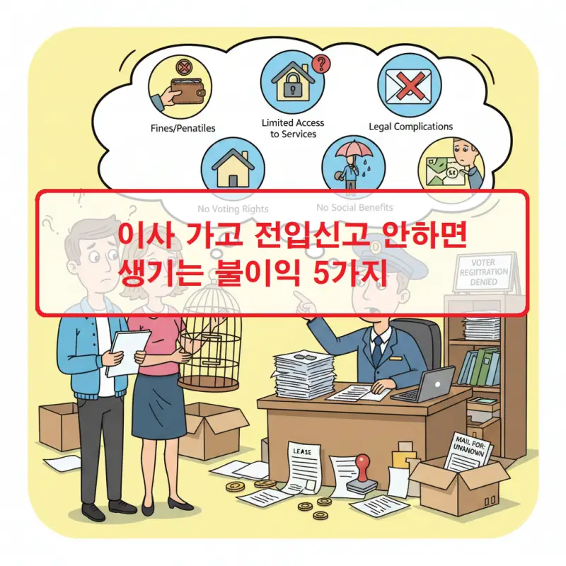 이사 가고 전입신고 안하면 발생하는 불이익을 정리한 인포그래픽 썸네일