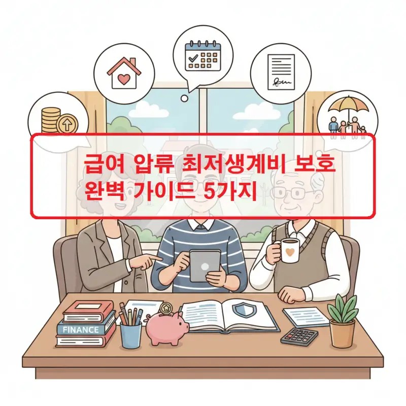 급여 압류 최저생계비 보호 제도를 설명하는 법률 정보 이미지