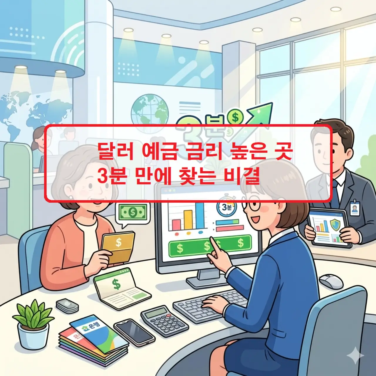 은행별 달러 예금 금리 높은 곳을 실시간으로 비교 분석하는 모바일 금융 앱 화면 이미지