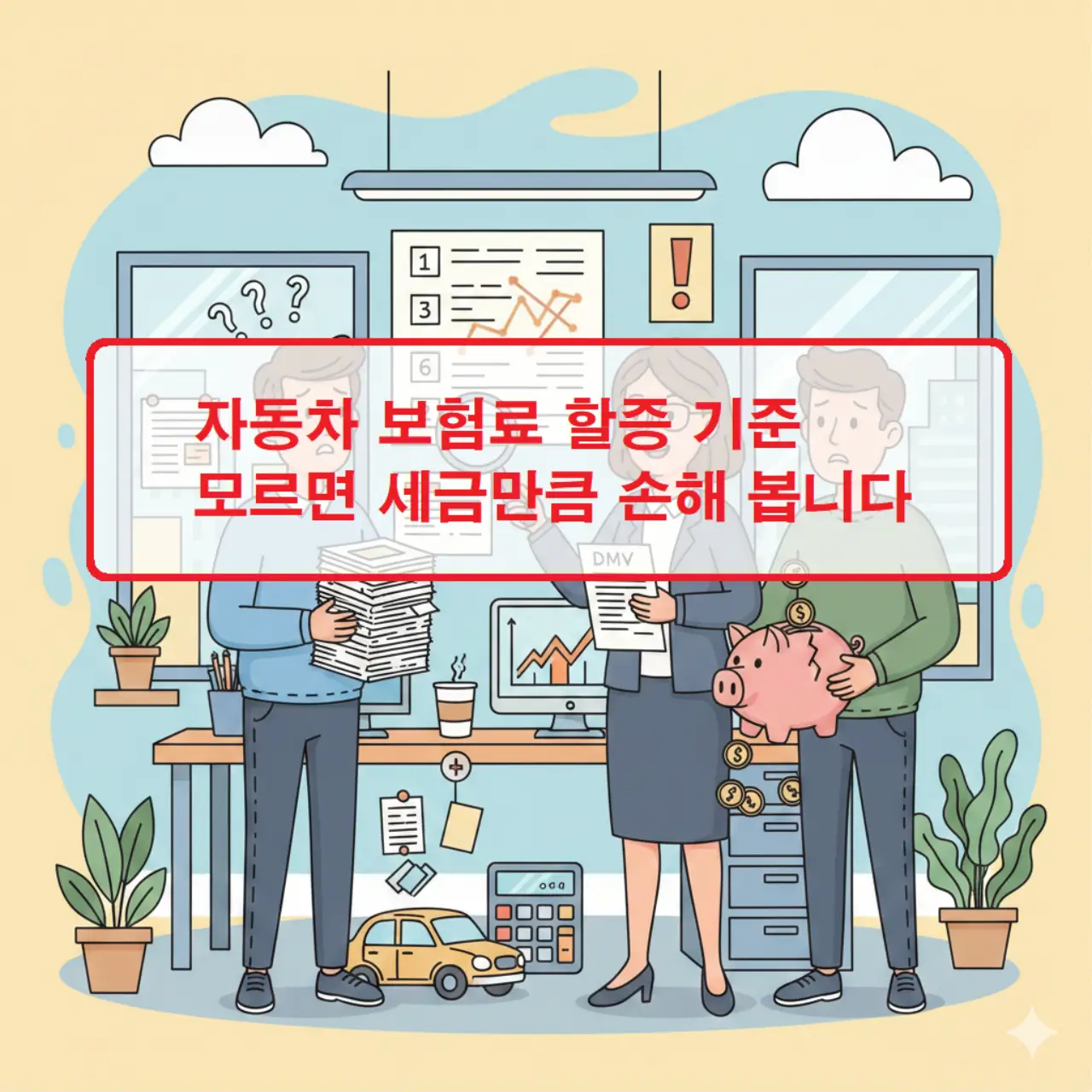 자동차 보험료 할증 기준을 안내하는 자동차 보험 요율 정보 이미지