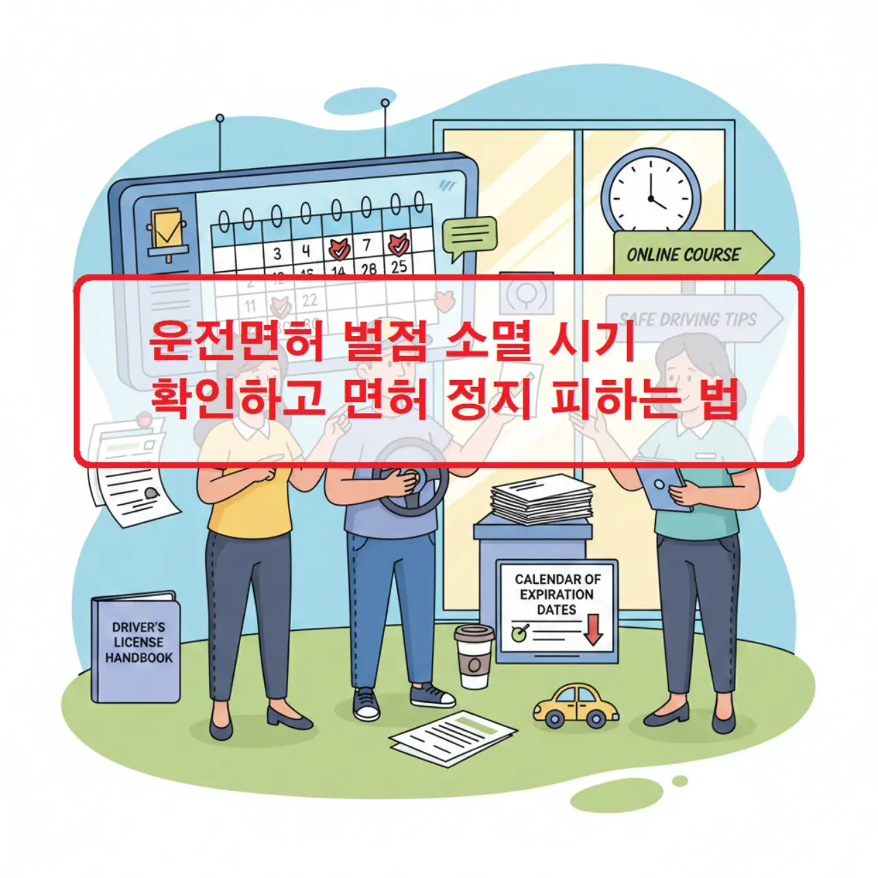 운전면허 벌점 소멸 시기를 확인하고 면허 정지를 예방하는 방법을 안내하는 교통 정보 이미지