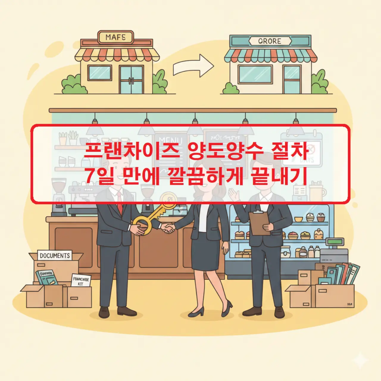 프랜차이즈 양도양수 절차를 7일 만에 완료하기 위한 단계별 체크리스트와 계약서 서명 이미지