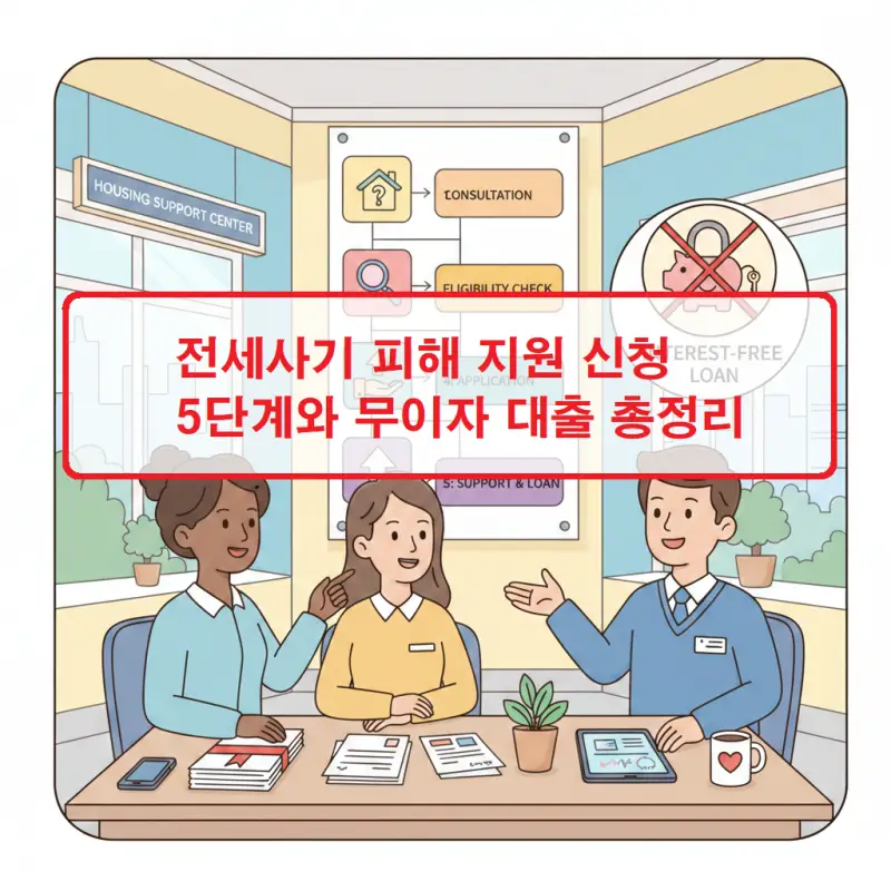 전세사기 피해 지원 신청 5단계와 무이자 대출 방법을 정리한 부동산 정보 썸네일