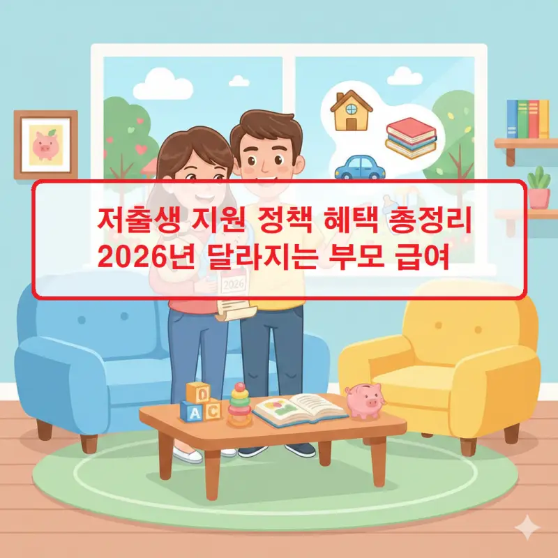 저출생 지원 정책 혜택과 2026년 달라지는 부모 급여 내용을 정리한 육아 정보 썸네일