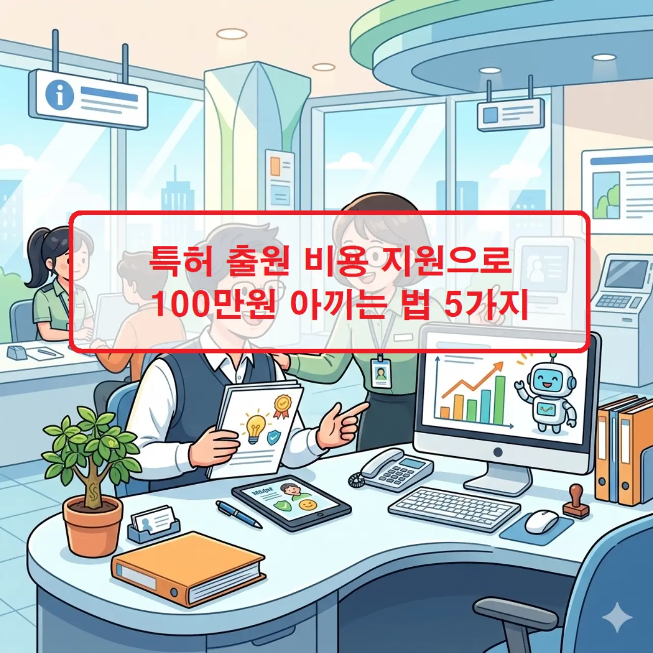 정부 및 유관기관의 특허 출원 비용 지원 사업 공고와 특허증을 대조해 보여주는 정보성 이미지