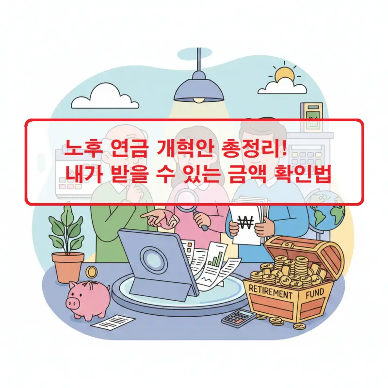 노후 연금 개혁안 주요 내용과 개인별 수령 가능 금액 확인 방법을 안내하는 재무 정보 썸네일