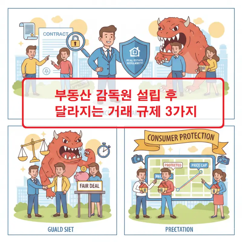 부동산 감독원 설립 후 달라지는 부동산 거래 규제 3가지를 설명하는 정보 썸네일