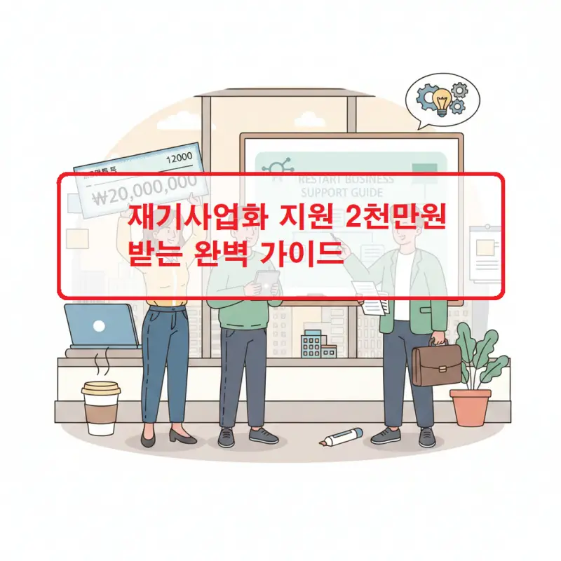재기사업화 지원 2천만원 신청 방법과 자격 요건을 안내하는 정책 정보 이미지
