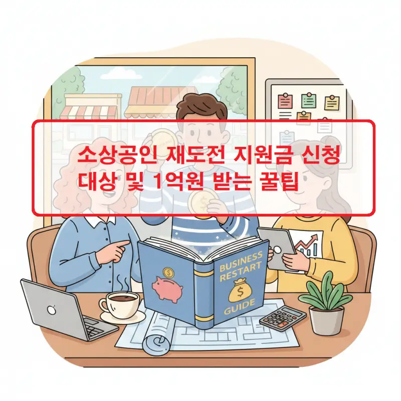 소상공인 재도전 지원금 신청 대상과 1억원 받는 꿀팁을 소개하는 정책 정보 썸네일