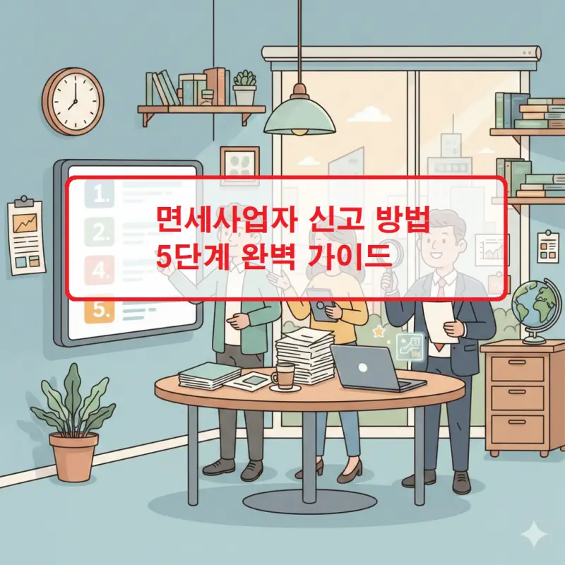 면세사업자 신고 5단계 절차를 한눈에 보여주는 가이드라인 이미지