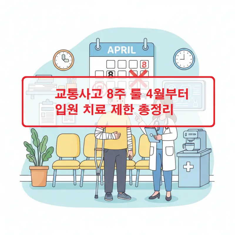 교통사고 8주 룰 시행으로 4월부터 달라지는 입원 치료 제한 기준을 안내하는 정보 썸네일