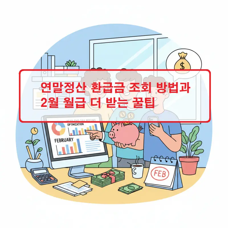 연말정산 환급금 조회 방법과 2월 월급을 더 받는 꿀팁을 안내하는 재테크 정보 썸네일