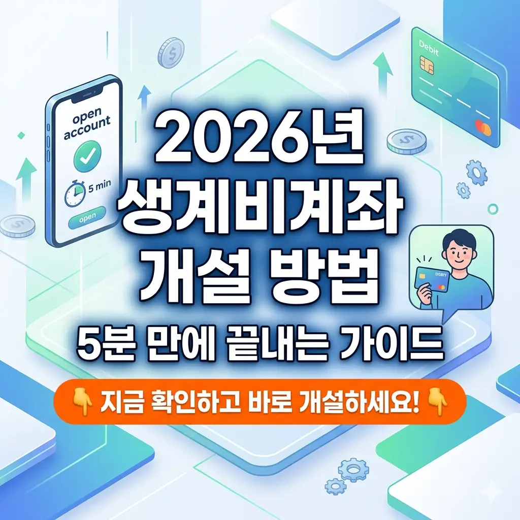 2026년 생계비계좌 개설 방법을 5분 만에 완료하는 단계별 절차를 안내하는 금융 정보 썸네일