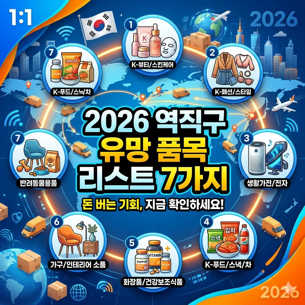 2026년 역직구 유망 품목 리스트 7가지를 소개하는 해외 직접 판매 정보 썸네일