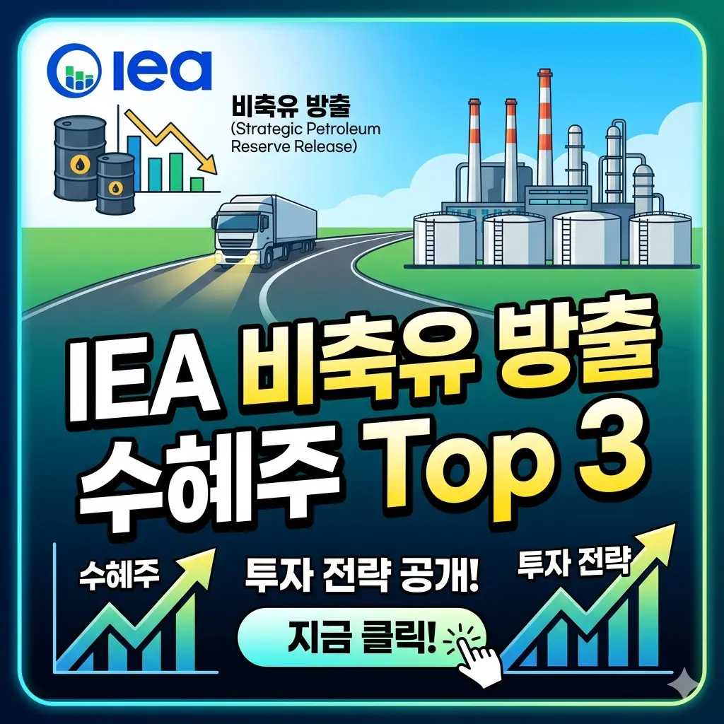 IEA 비축유 방출 수혜주 Top 3와 투자 전략을 소개하는 주식 시장 분석 썸네일 이미지