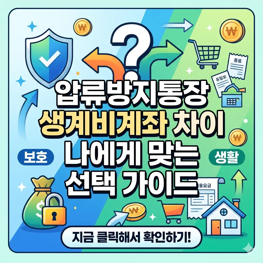 압류방지통장 생계비계좌 차이점을 비교하여 나에게 맞는 계좌를 선택하도록 돕는 가이드 이미지