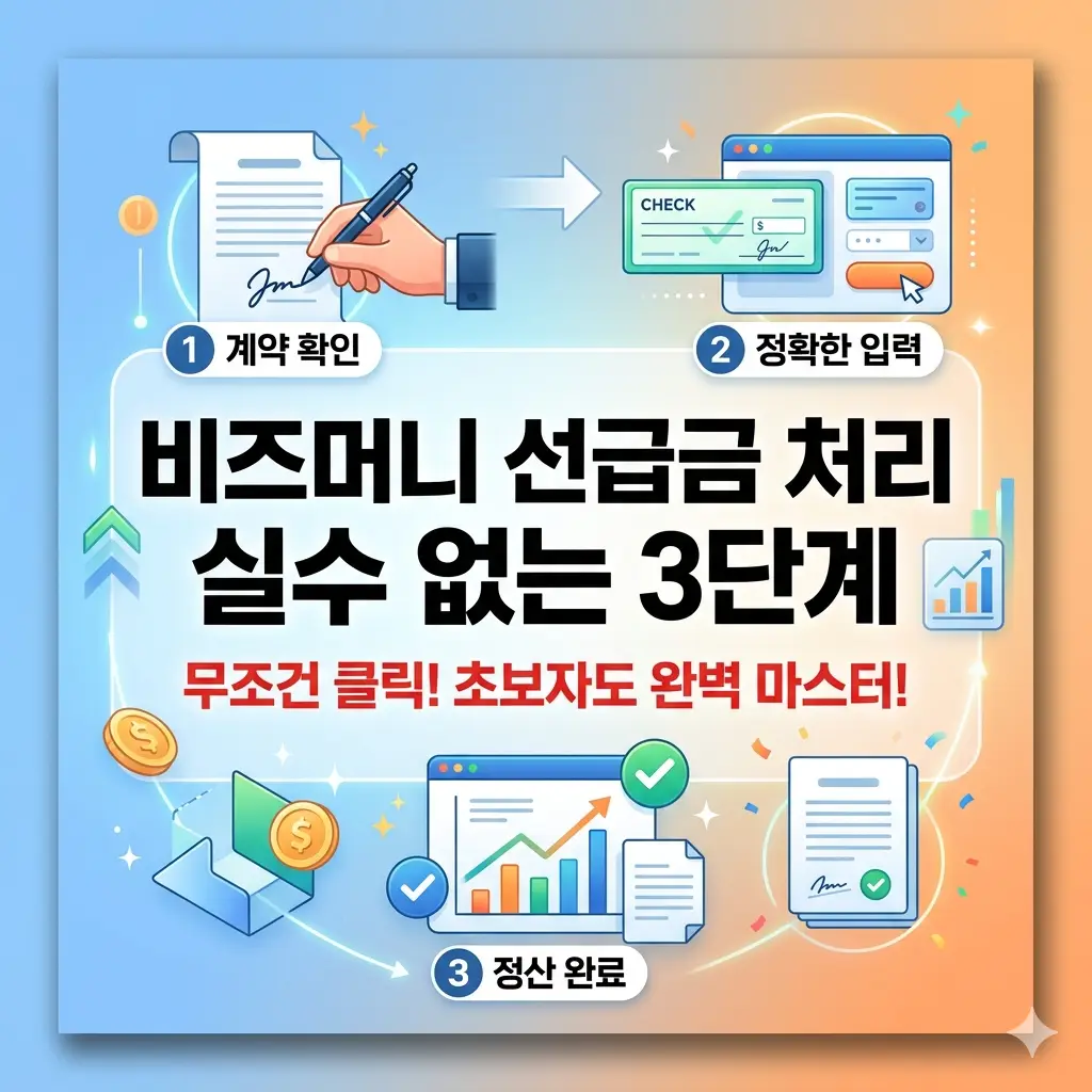 비즈머니 선급금 처리 방법을 3단계로 안내하는 비즈니스 회계 정보 이미지