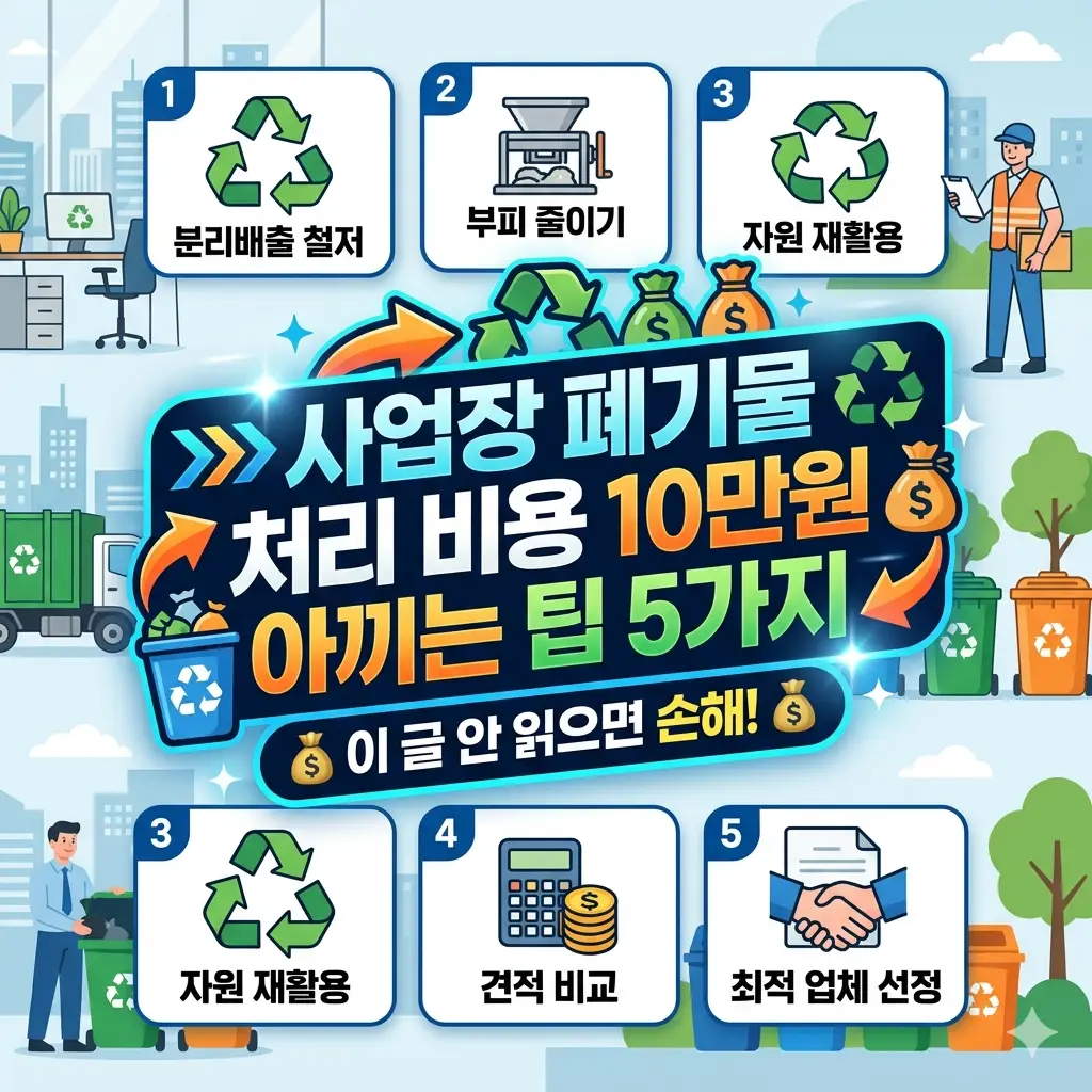 사업장 폐기물 처리 비용을 10만원 절감하는 실용 팁 5가지를 정리한 정보 썸네일 이미지
