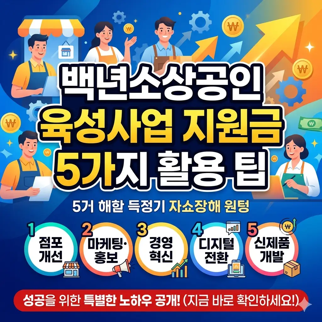 백년소상공인 육성사업 지원금 5가지 활용 팁을 안내하는 소상공인 정책 정보 썸네일