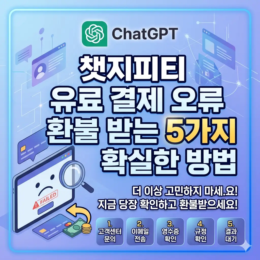 챗지피티 유료 결제 오류 발생 시 환불받는 5가지 확실한 방법을 안내하는 IT 정보 썸네일 이미지