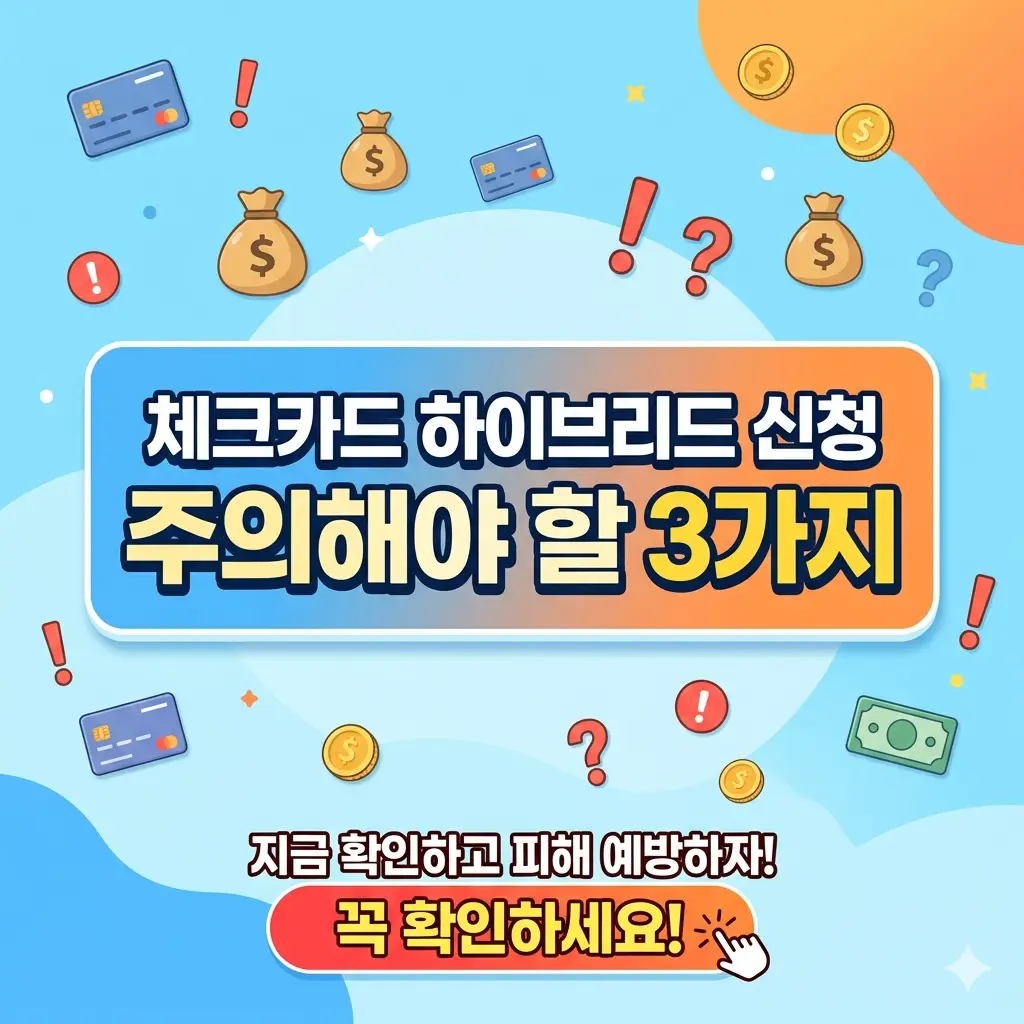 체크카드 하이브리드 신청 전 반드시 확인해야 할 3가지 주의사항을 정리한 가이드 이미지