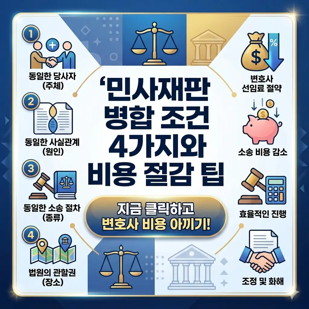 민사재판 병합 조건 4가지와 비용 절감 팁을 정리한 법률 정보 썸네일