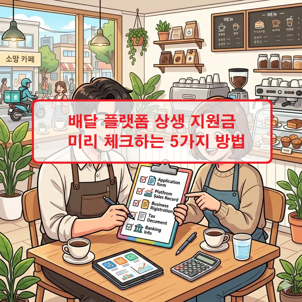 배달 플랫폼 상생 지원금 대상 여부와 수수료 차등 적용 기준을 확인하는 5가지 체크리스트 이미지