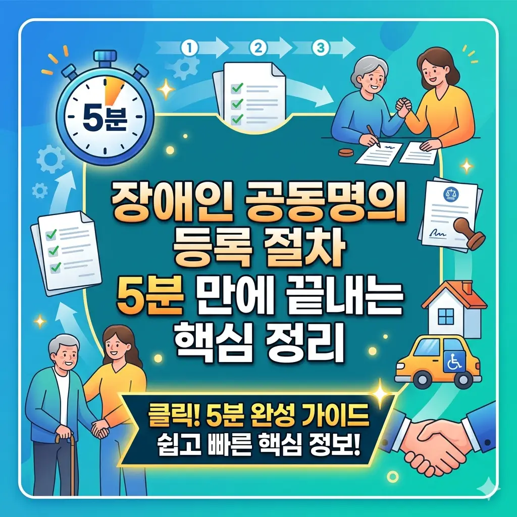장애인 공동명의 등록 절차를 5분 만에 완료할 수 있는 핵심 단계를 정리한 복지 행정 정보 썸네일 이미지