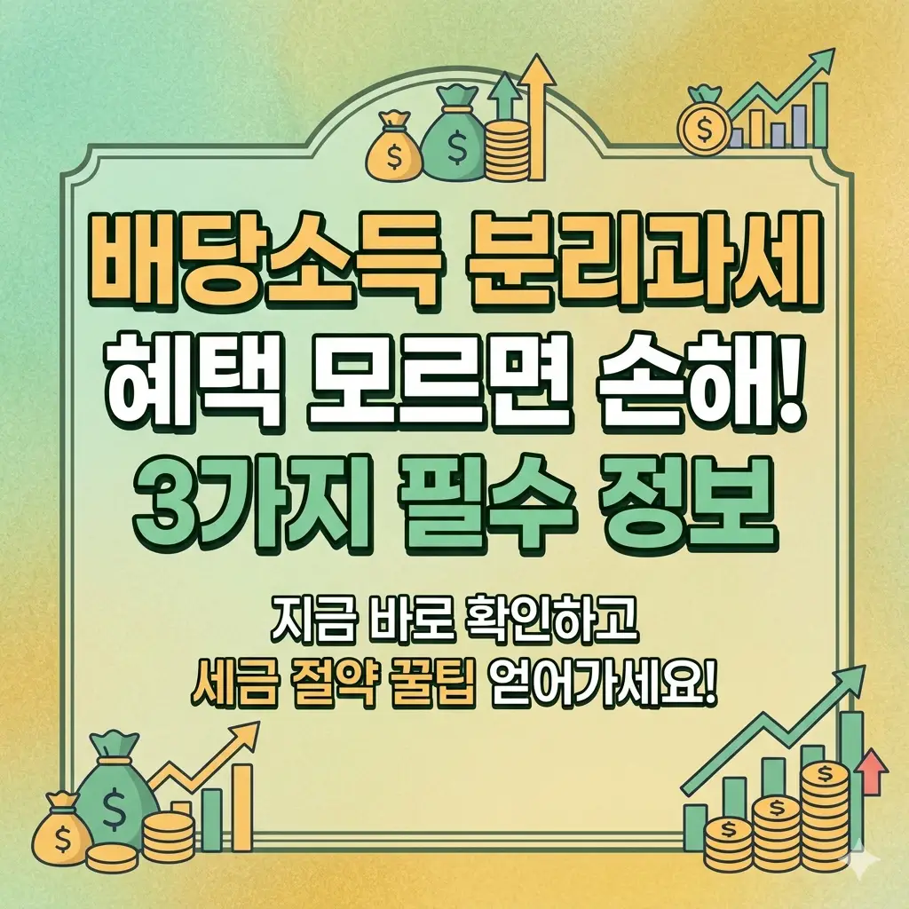 배당소득 분리과세 혜택을 모르면 손해보는 핵심 정보 3가지를 정리한 금융 세금 콘텐츠 썸네일
