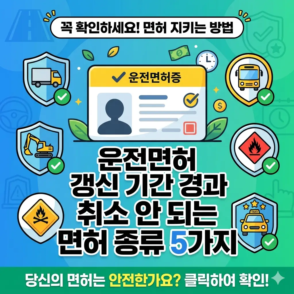 운전면허 갱신 기간 경과 후에도 취소되지 않는 면허 종류 5가지를 안내하는 정보 썸네일