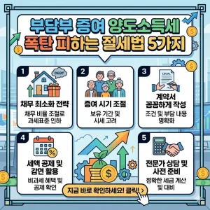 부담부 증여 양도소득세 부담을 줄이는 절세 전략 5가지를 안내하는 세금 정보 썸네일
