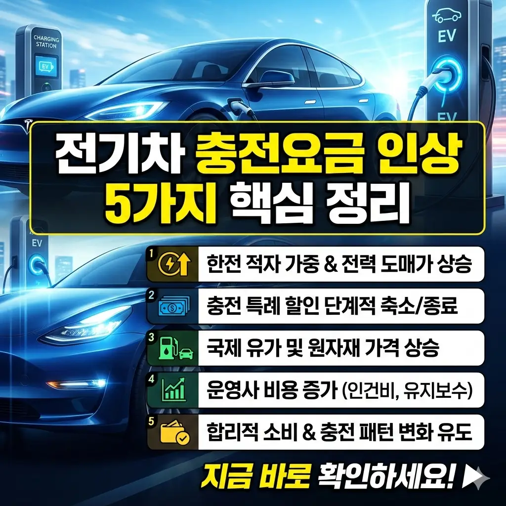 전기차 충전요금 인상 관련 5가지 핵심 내용을 정리한 전기차 정보 썸네일