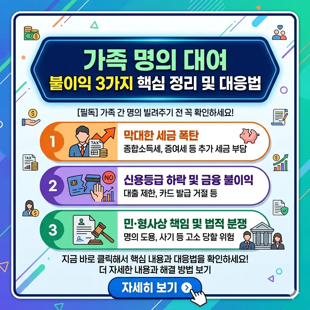 가족 명의 대여 불이익 3가지 핵심 내용과 법적 대응 방법을 정리한 법률 정보 썸네일