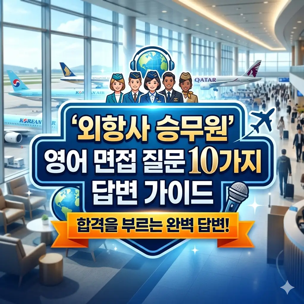 외항사 승무원 영어 면접 질문 10가지와 실전 답변 가이드를 정리한 취업 정보 썸네일