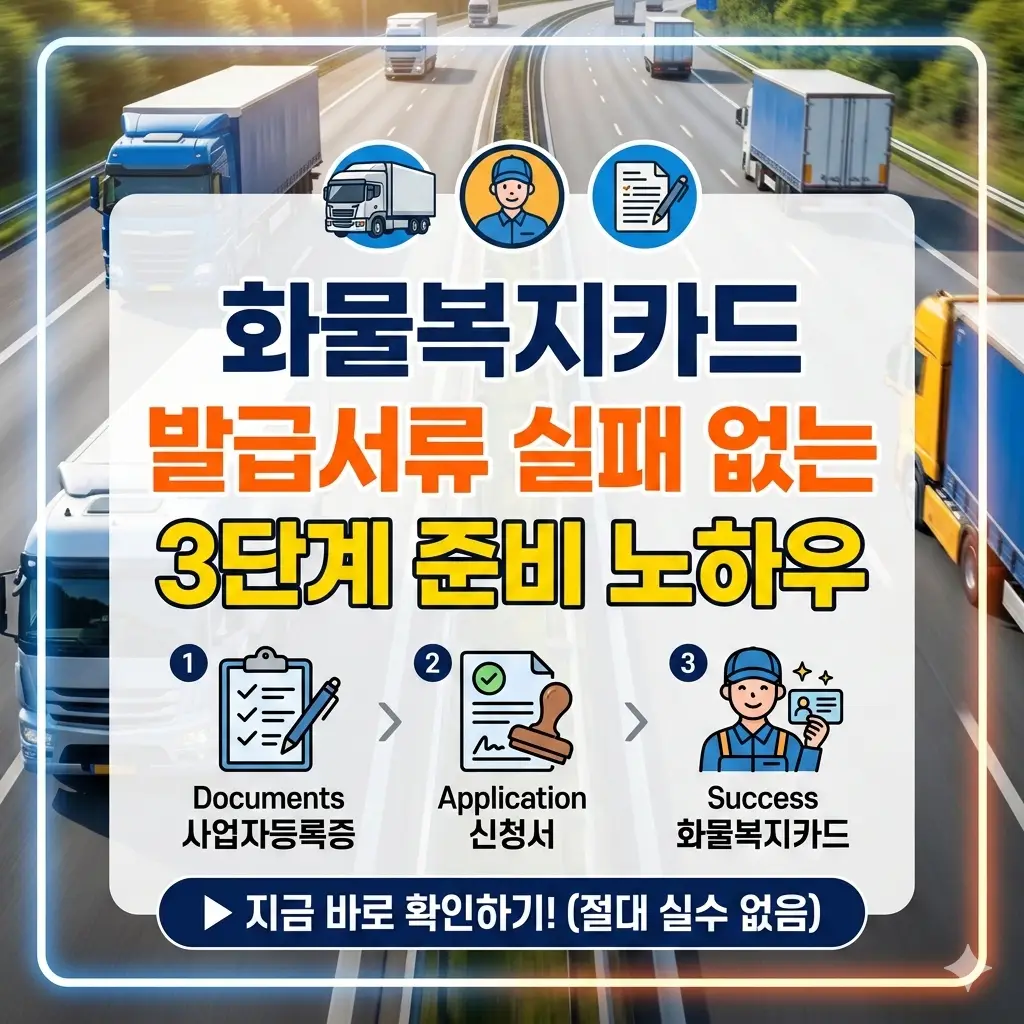 화물복지카드 발급서류 준비 방법을 3단계로 정리해 실패 없이 신청할 수 있도록 안내하는 정보 콘텐츠 썸네일