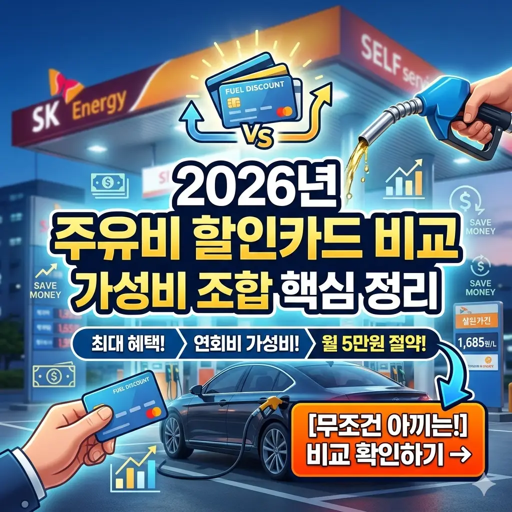 2026년 주유비 할인카드 비교를 통해 가성비 최적 조합을 핵심 정리한 금융 정보 썸네일