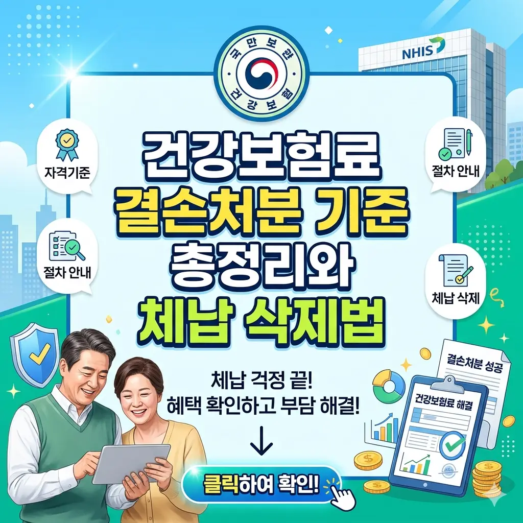 건강보험료 결손처분 기준을 총정리하고 체납 삭제 방법을 안내하는 복지 행정 정보 썸네일
