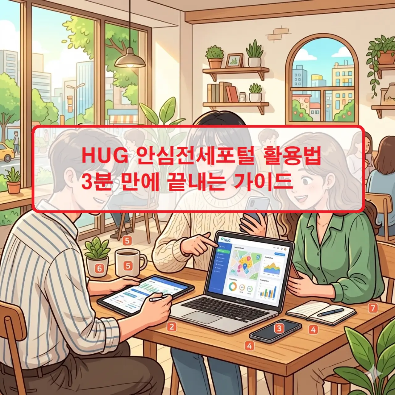 HUG 안심전세포털 활용법을 안내하며 안전한 전세 계약을 돕는 가이드 이미지