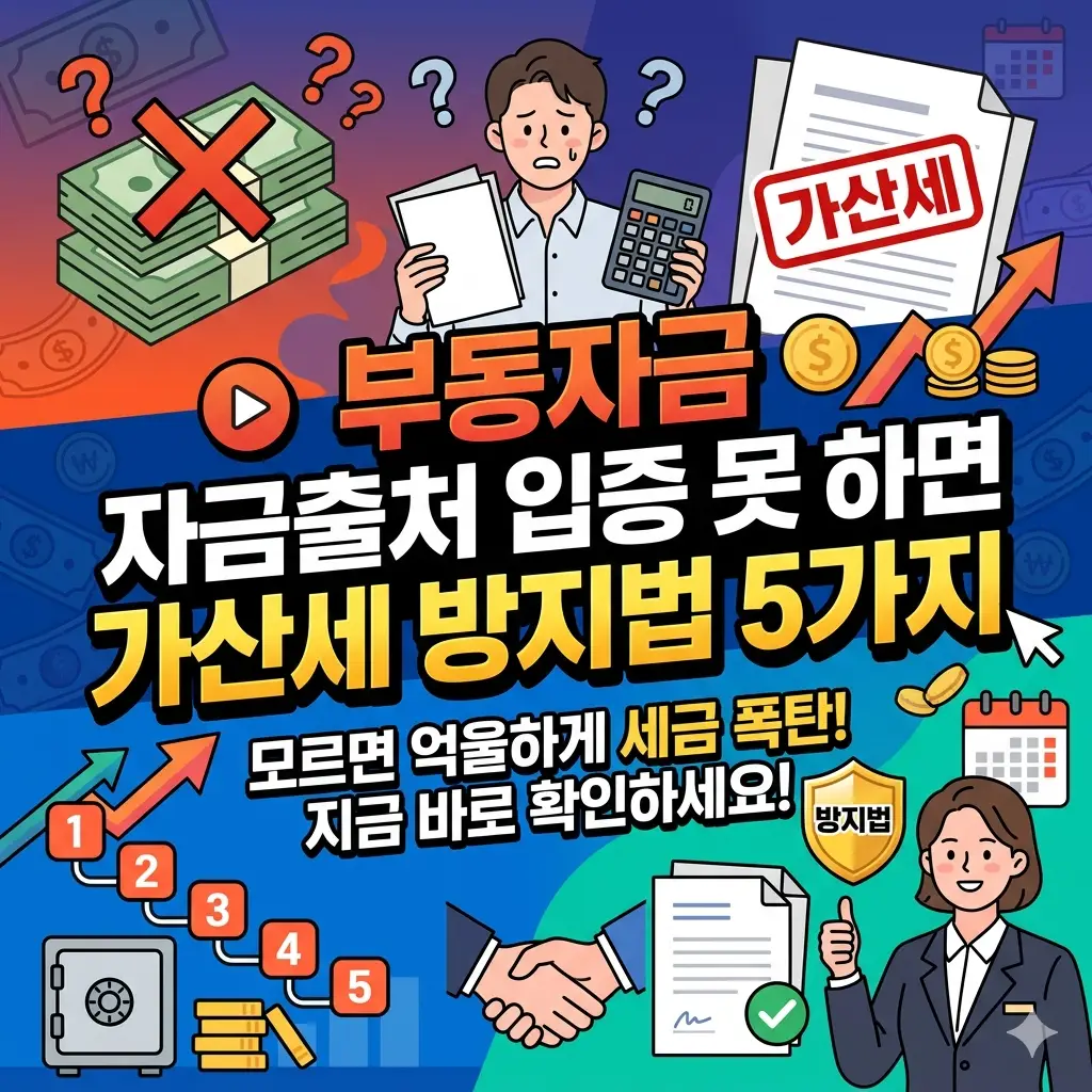 부동자금 자금출처 입증 방법과 가산세 방지법을 안내하는 세금 정보 이미지