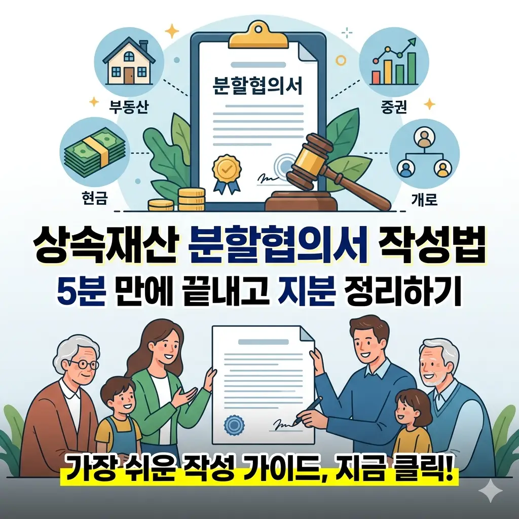 상속재산 분할협의서 작성법을 5분 만에 정리하고 지분을 확정하는 법률 정보 썸네일